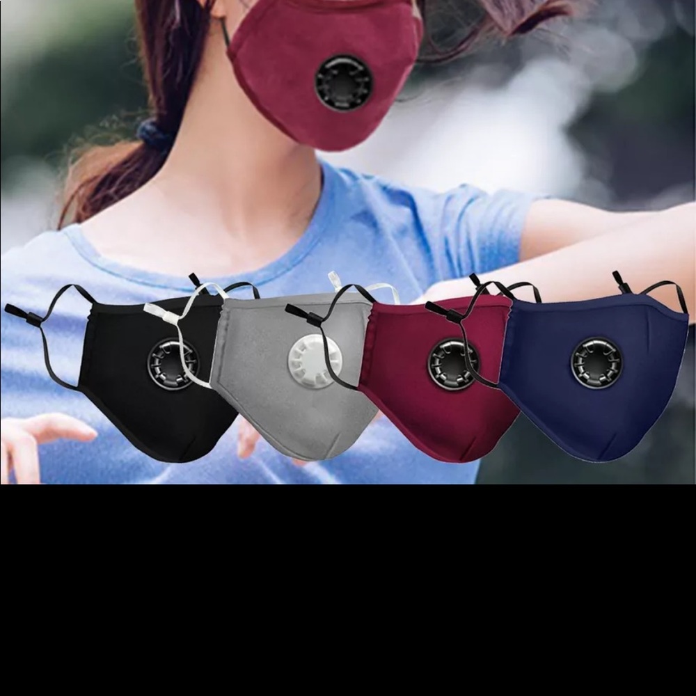 Cotton fabric face masks filter valve adjustable